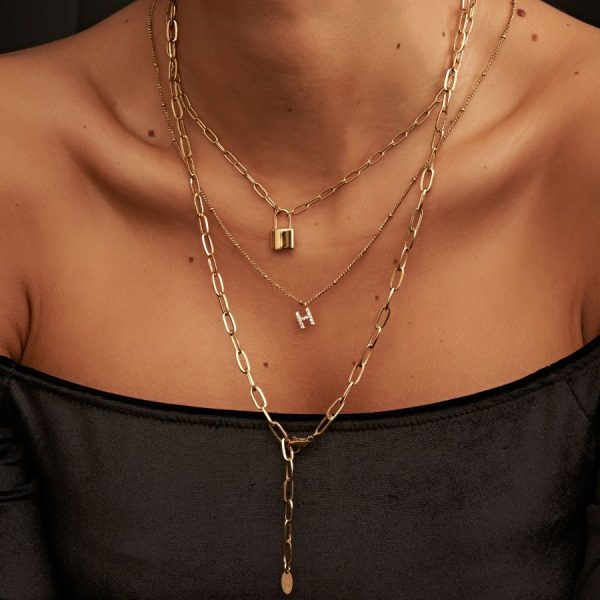 Simple Letter Kette 14K VERGOLDET Rabatt – Bild 5