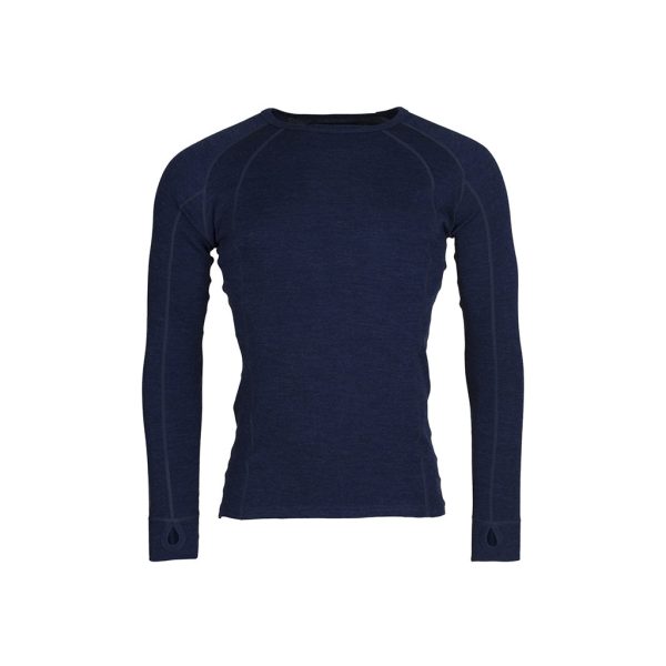 Mens Merino Wool Crew Neck - Navy Marle Im Angebot