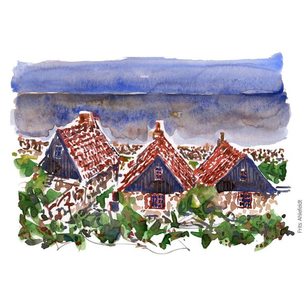 Original Ert094 Stone hut Christiansø watercolor A4 Jetzt online