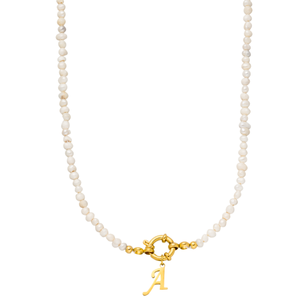 Initial Pearl Kette 14K Vergoldet Mode