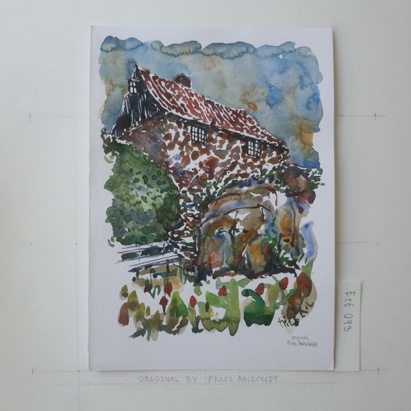 Original Ert093 Stone hut Christiansø watercolor A4 Jetzt online – Bild 2