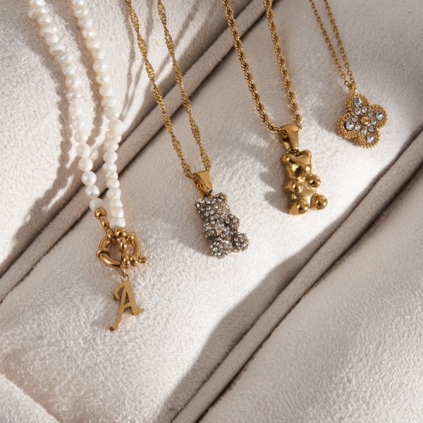 Initial Pearl Kette 14K Vergoldet Mode – Bild 3