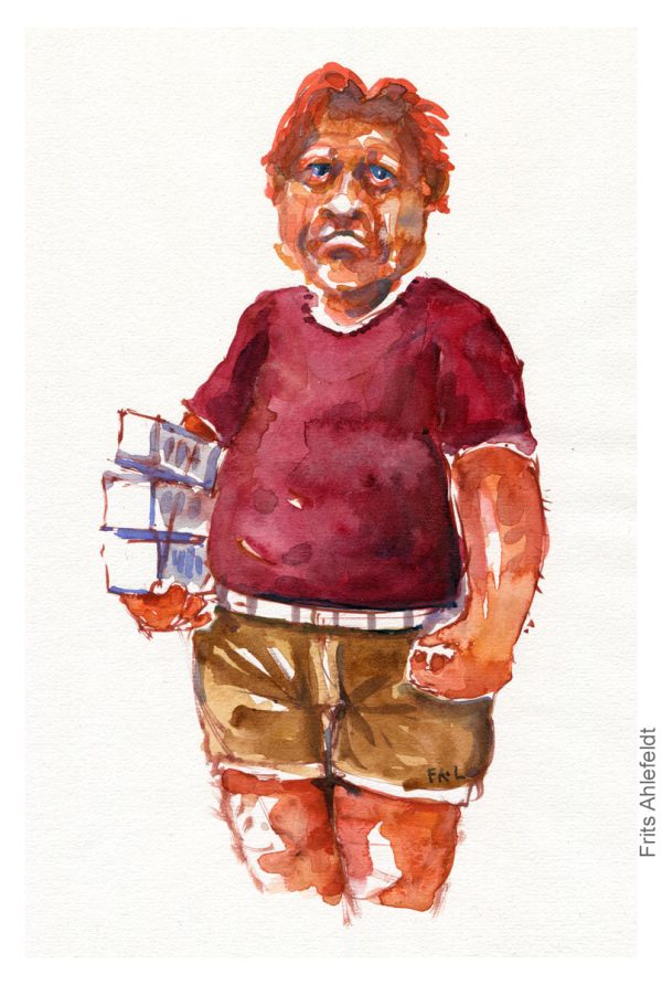 Pw011 Original A4 size Watercolor of people Zu verkaufen