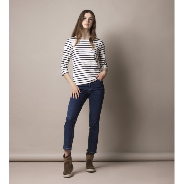 Cannes 3 4 sleeve Tee - Ecru SR Navy Im Angebot