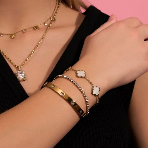 Perlmutt Lucky Leaf Abbaddon Armband 14k Vergoldet Mode – Bild 3
