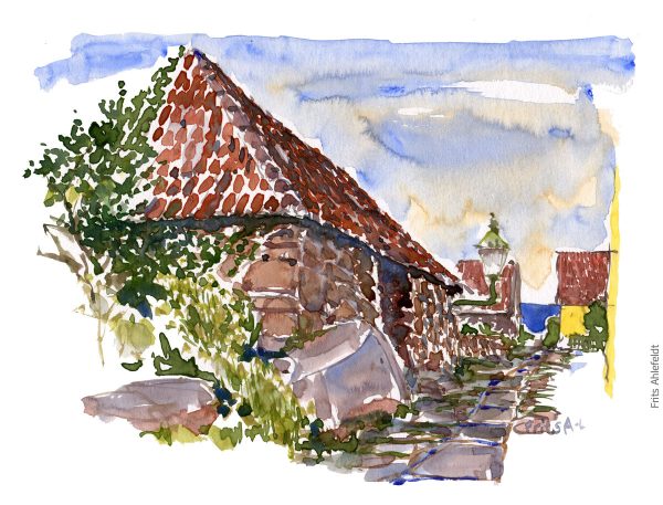 Original Ert095 Stone hut Frederiksø watercolor A4 Angebot