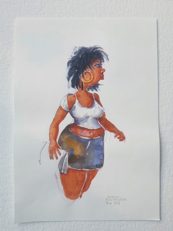 Pw008 Original A4 size Watercolor of people Mode – Bild 3