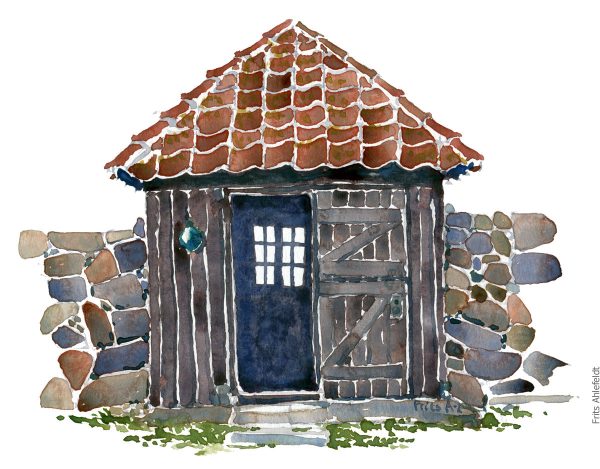 Original Ert069 Palivaren exhibition place Christiansø watercolor A4 Zu verkaufen
