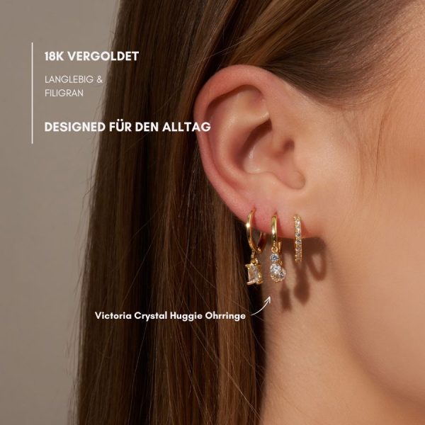 Victoria Crystal Huggie Ohrringe 18K Vergoldet Jetzt online – Bild 2