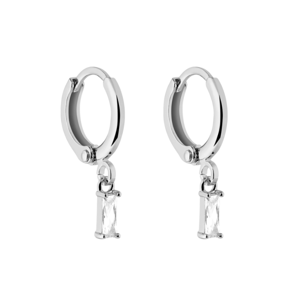 White Victoria Huggie Ohrringe 18K Vergoldet Mode – Bild 4