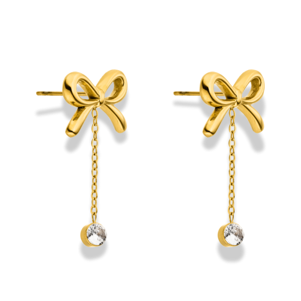 Dangle Crystal Ribbon Ohrringe 14K Vergoldet Angebot