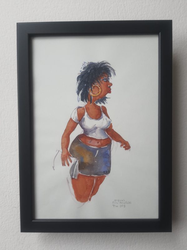 Pw008 Original A4 size Watercolor of people Mode – Bild 2
