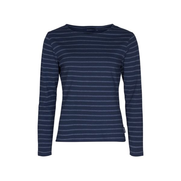 Antibes Striped Long Sleeve Tee - SR Navy Navy Melange Verkauf