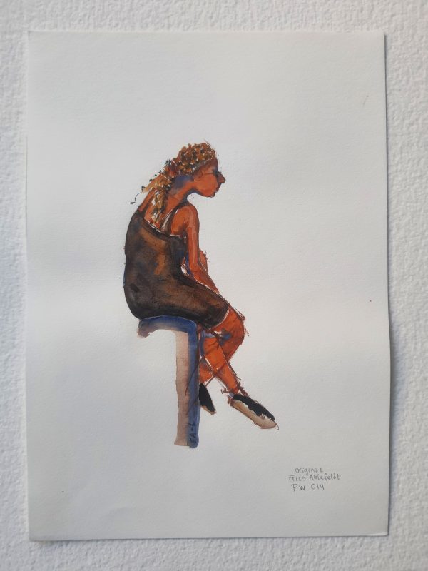 Pw014 Original A4 size Watercolor of people Zu verkaufen – Bild 3