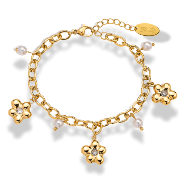 Golden Flower Charm Armband 14K Vergoldet Jetzt online