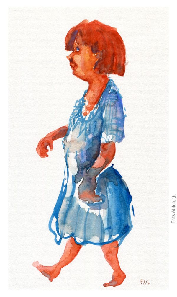 Pw041 Original A4 size Watercolor of people Im Angebot