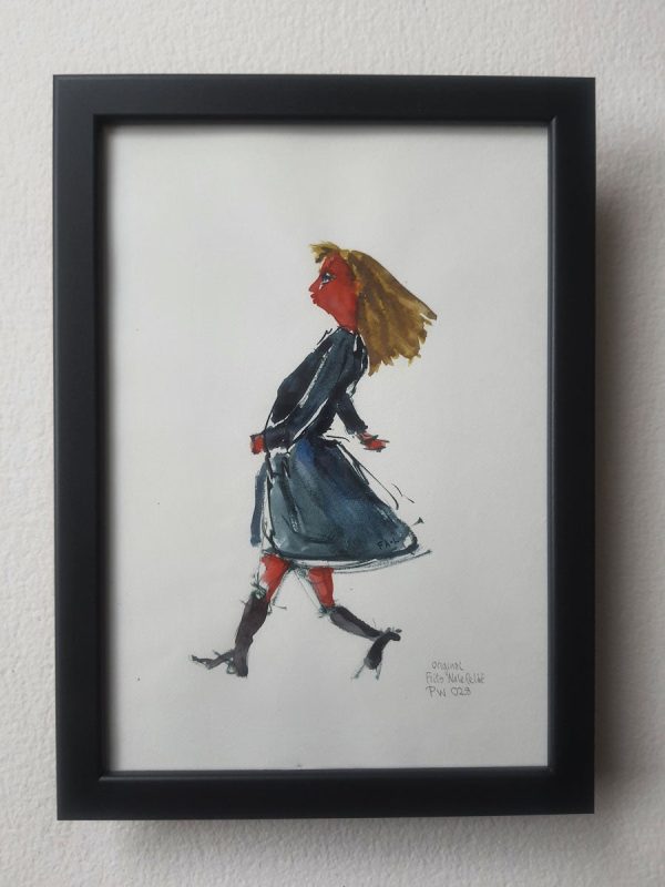 Pw028 Original A4 size Watercolor of people Online – Bild 2