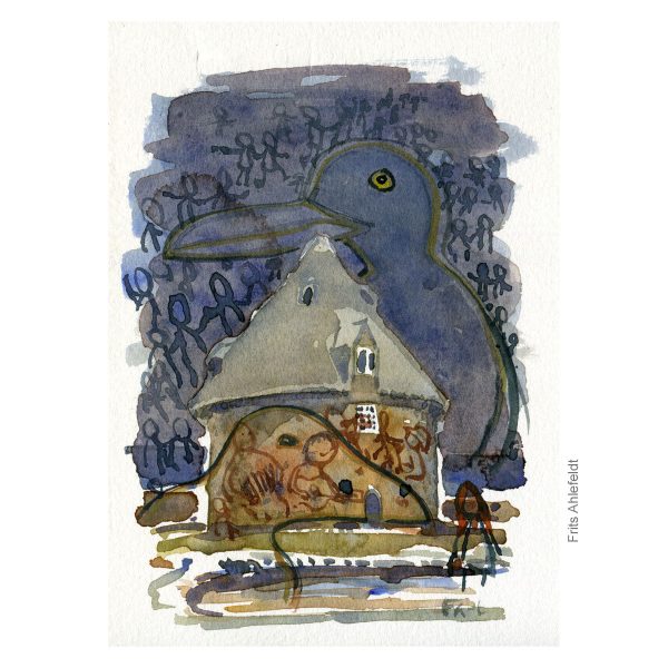 Original Ert147 Gulls Lille taarn watercolor A5 Verkauf – Bild 3
