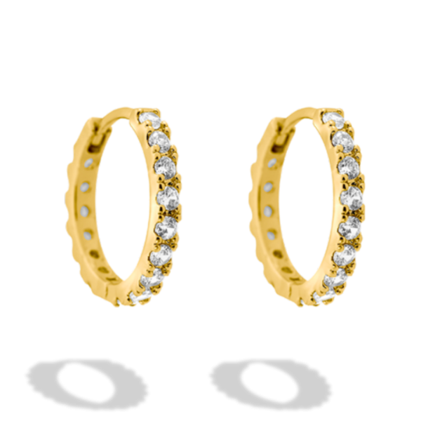 Pave Huggie Hoop Ohrringe Gold Online-Verkauf