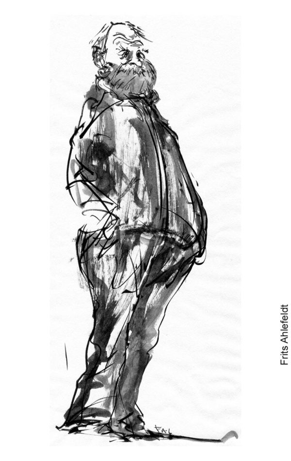 Pi018 Original ink drawing people A4 size Online-Verkauf
