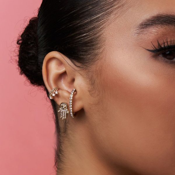 Pave Elegance Ohrringe 14K Vergoldet Im Angebot – Bild 2