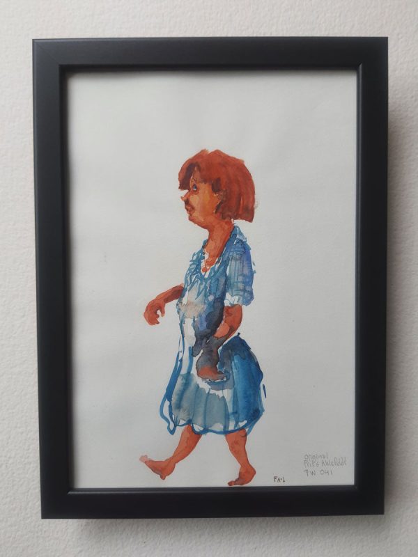 Pw041 Original A4 size Watercolor of people Im Angebot – Bild 2