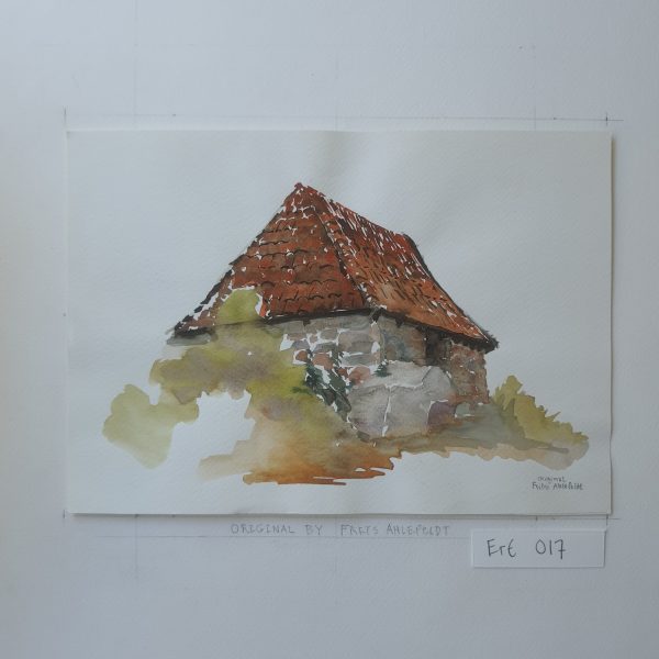 Original Ert017 Stone hut A4 size Verkauf – Bild 2