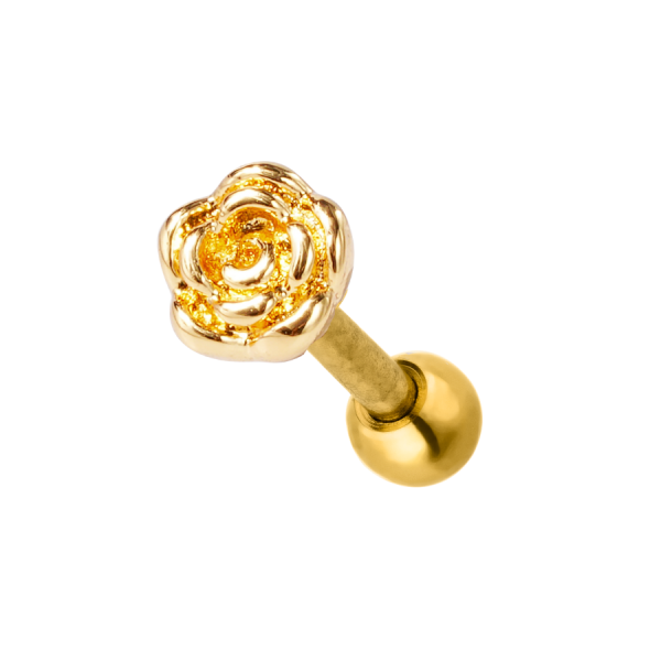 Simple Rose Ohr Piercing 18K Vergoldet Im Angebot