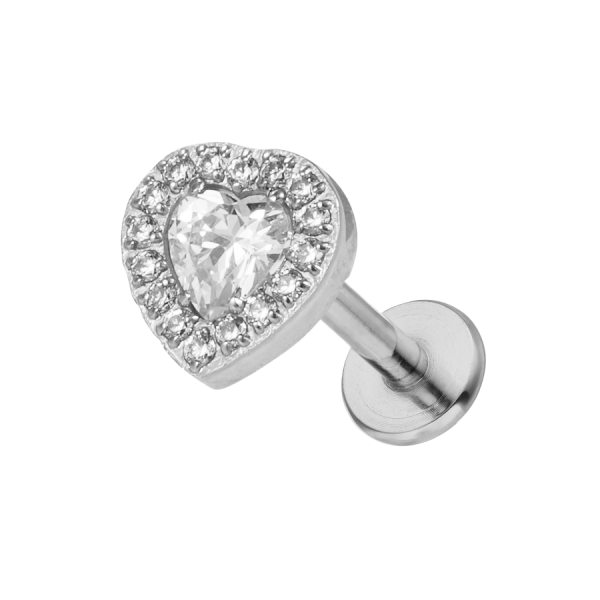 Pave Heart Labret Piercing - Titan Zu verkaufen – Bild 4