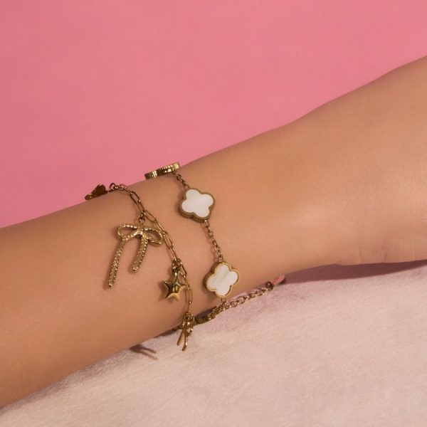 Ribbon Charm Armband 14K Vergoldet Mode – Bild 3