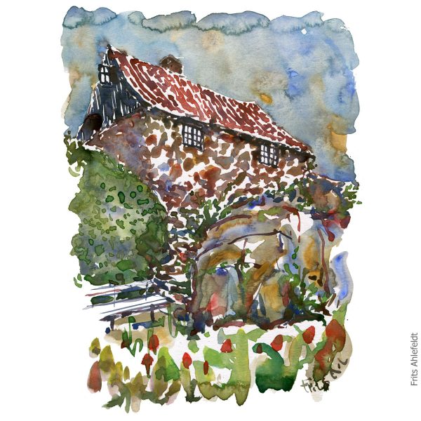 Original Ert093 Stone hut Christiansø watercolor A4 Jetzt online