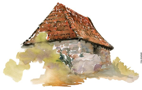 Original Ert017 Stone hut A4 size Verkauf