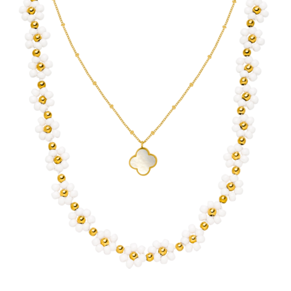 Lucky Leaf Majestic Flower Ketten Set 14K Vergoldet Im Angebot
