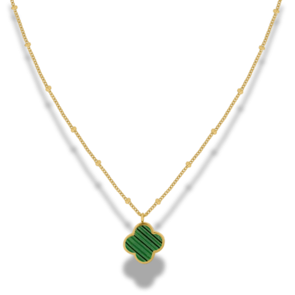 Malachite Lucky Leaf Kette 14K Vergoldet Angebot