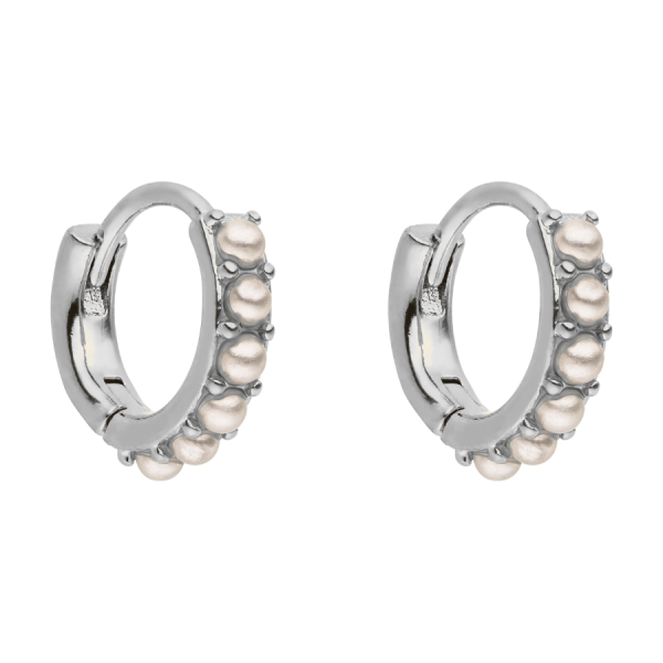 Pearl Huggie Hoop Ohrringe 14K Vergoldet Jetzt online – Bild 3