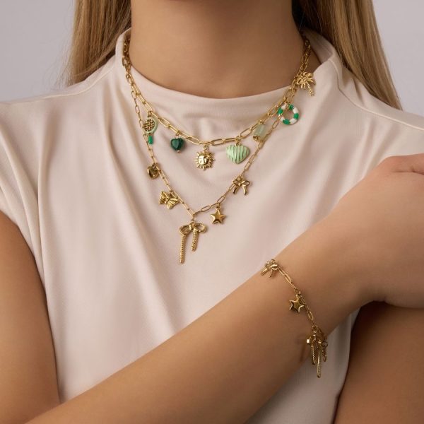 Green Heart Dream Charm Kette 14K Vergoldet Mode – Bild 2