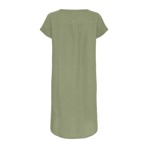 Columbine Cotton Linen Tunic Dress - Hedge Green Im Angebot – Bild 2