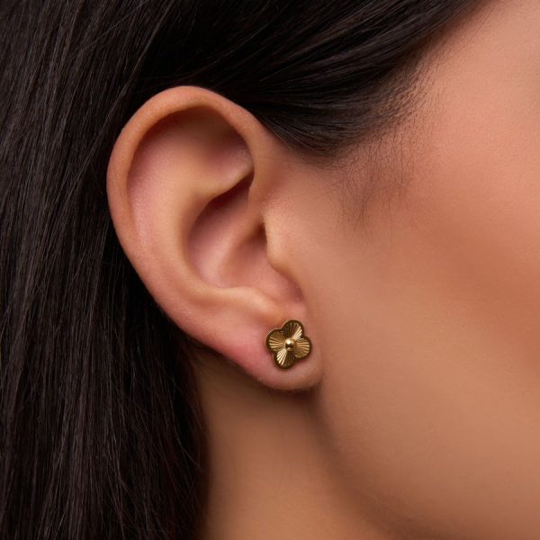 Golden Lucky Leaf Abbaddon Ohrstecker 14K Vergoldet Verkauf – Bild 2