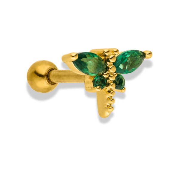 Emerald Butterfly Ohr Piercing 18K Vergoldet Jetzt online